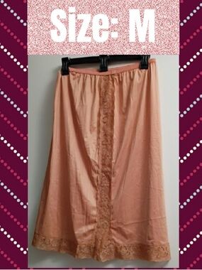 Vintage Peach Lace-Trim A-Line Slip
